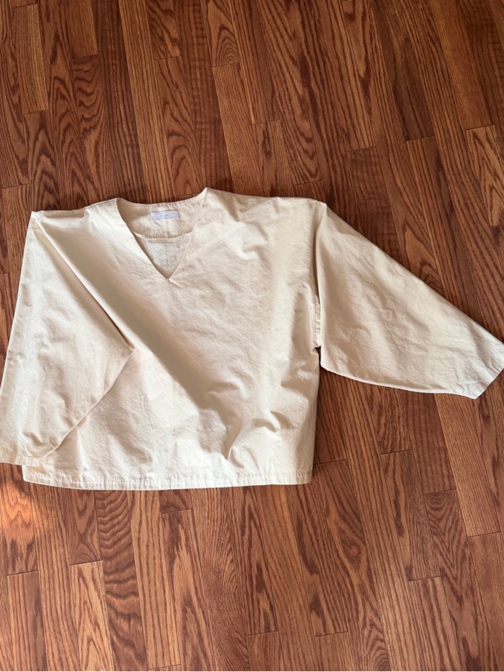 Oak + Fort Cream V-Neck Pullover Top - Casual Everyday Shirt